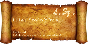 Lulay Szofrónia névjegykártya